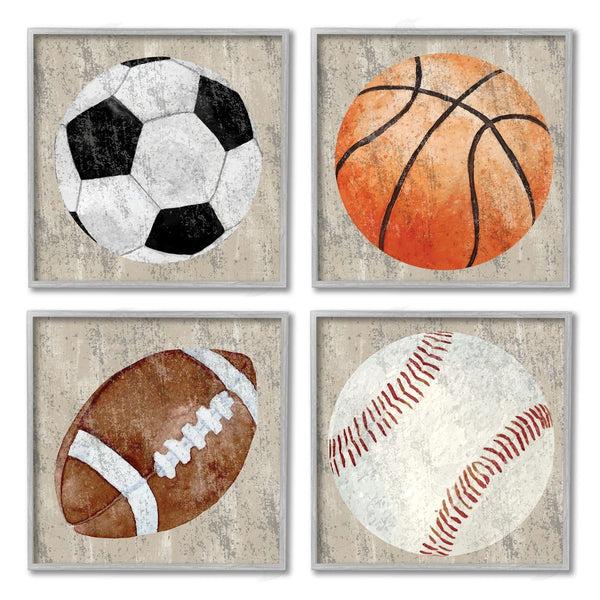 Stupell Industries Kim Allen | Various Rustic Sports Balls Wall Art