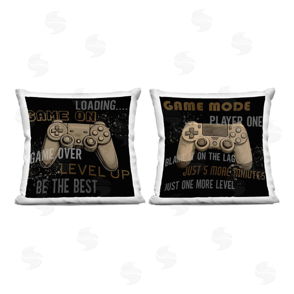 stupell industries Kim Allen | Vintage Controllers with Expressions Printed Throw Pillow Set