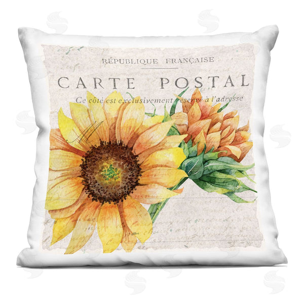 stupell industries Kim Allen | Vintage French Words Sunflower Floral Calligraphy Printed Throw Pillow