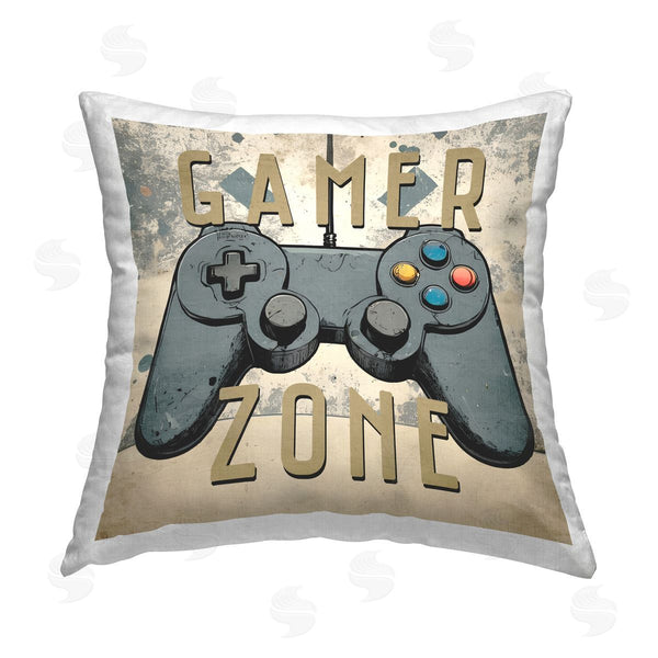 stupell industries Kim Allen | Vintage Gamer Zone Printed Throw Pillow
