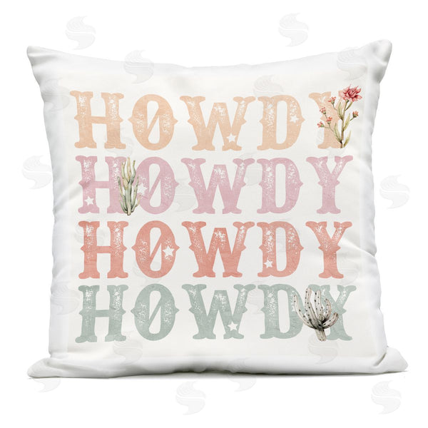 Stupell Industries Kim Allen | Vintage Howdy Rainbow Text Printed Throw Pillow