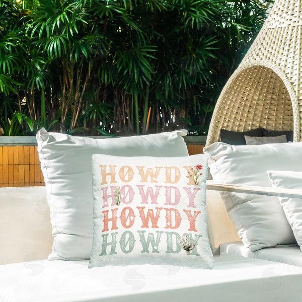 Stupell Industries Kim Allen | Vintage Howdy Rainbow Text Printed Throw Pillow