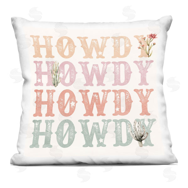 stupell industries Kim Allen | Vintage Howdy Rainbow Text Printed Throw Pillow