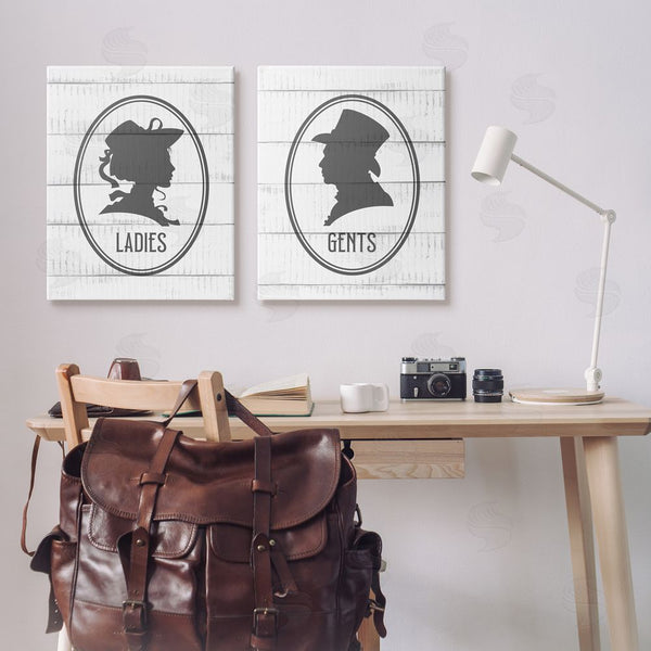 Stupell Industries Kim Allen | Vintage Ladies Gents Restroom Rustic Wall Art