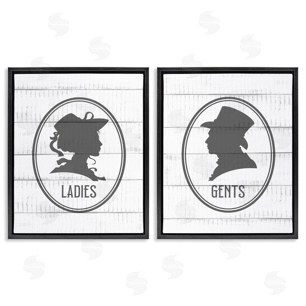 Stupell Industries Kim Allen | Vintage Ladies Gents Restroom Rustic Wall Art