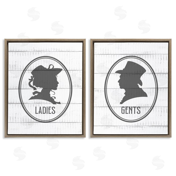 Stupell Industries Kim Allen | Vintage Ladies Gents Restroom Rustic Wall Art
