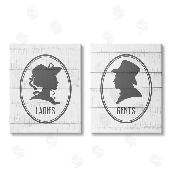 stupell industries Kim Allen | Vintage Ladies Gents Restroom Rustic Wall Art