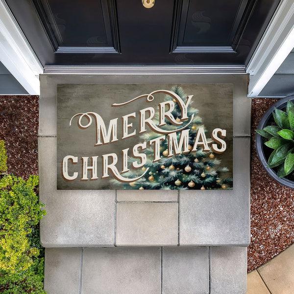 Stupell Industries Kim Allen | Vintage Merry Christmas Greeting Non-Woven Door Mat