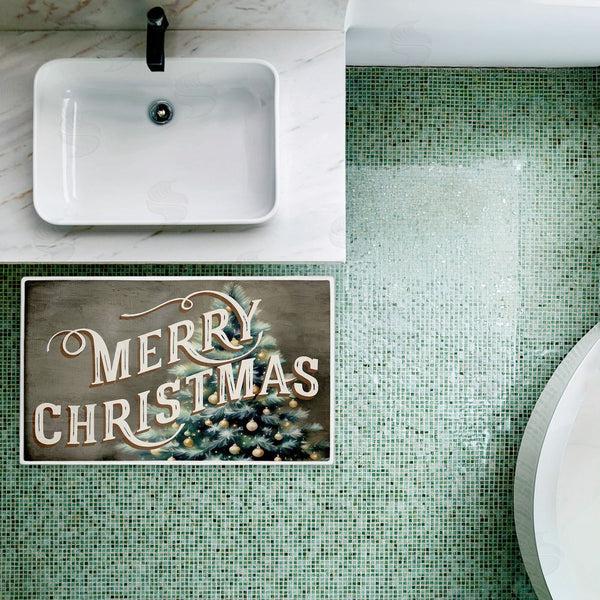 Stupell Industries Kim Allen | Vintage Merry Christmas Greeting Plush Bath Mat