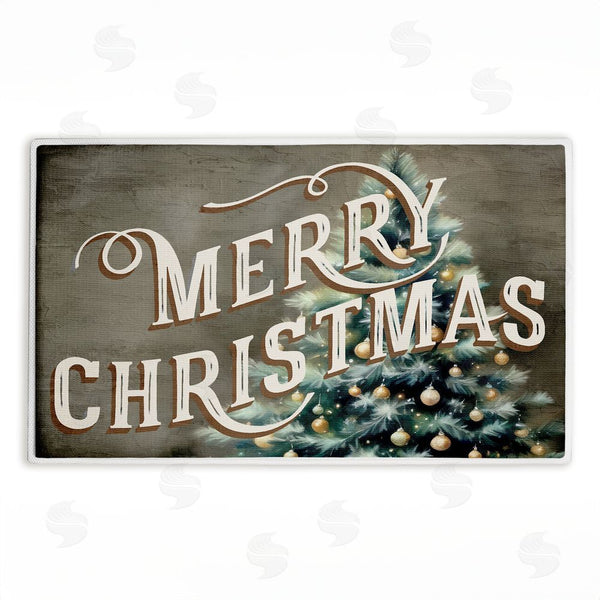 stupell industries Kim Allen | Vintage Merry Christmas Greeting Plush Bath Mat
