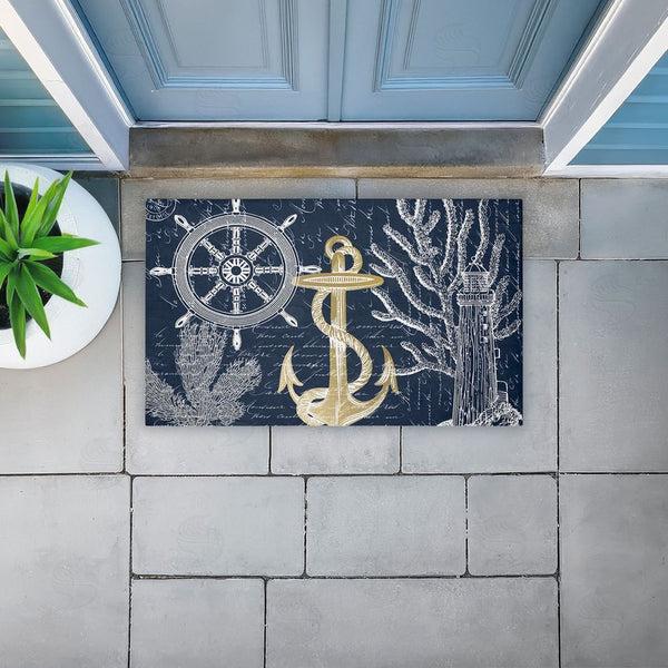 Stupell Industries Kim Allen | Vintage Nautical Sea Letters Non-Woven Door Mat