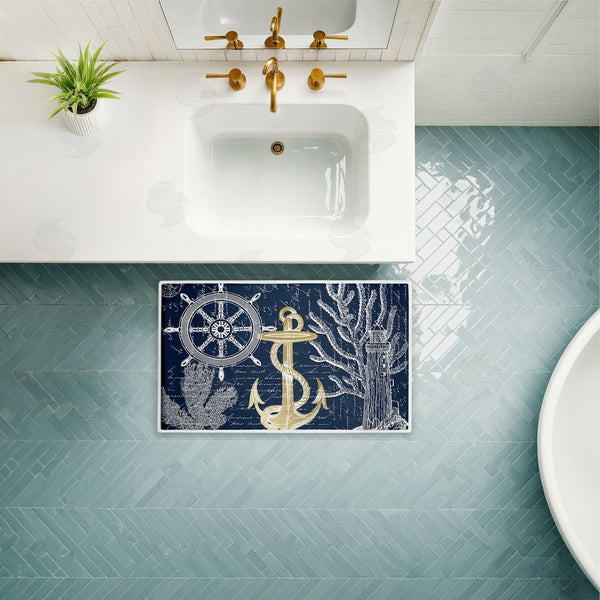 Stupell Industries Kim Allen | Vintage Nautical Sea Letters Plush Bath Mat
