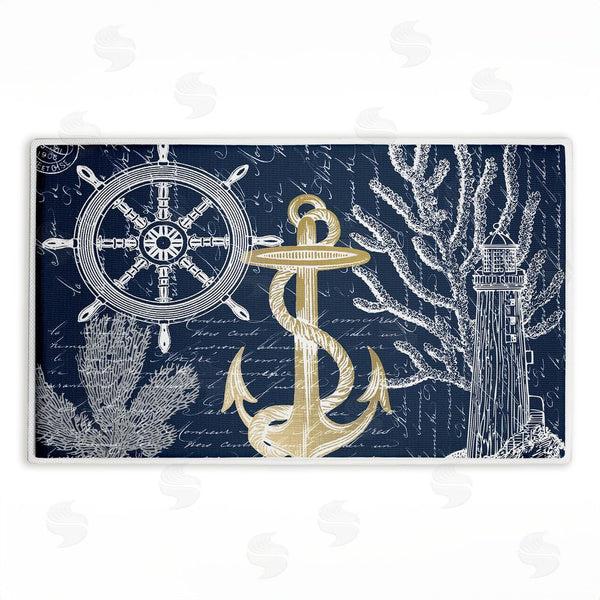 stupell industries Kim Allen | Vintage Nautical Sea Letters Plush Bath Mat