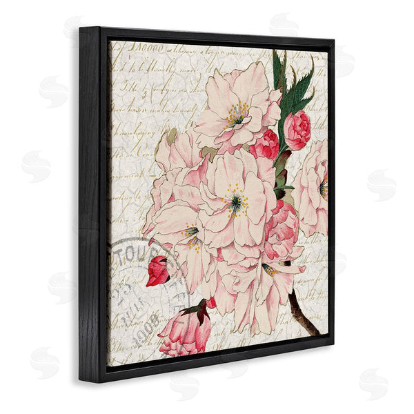 Stupell Industries Kim Allen | Vintage Pink Floral Arrangement Ornate Script Stamp Wall Art
