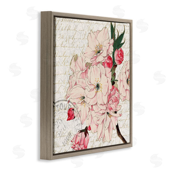 Stupell Industries Kim Allen | Vintage Pink Floral Arrangement Ornate Script Stamp Wall Art