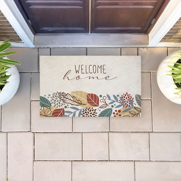 Stupell Industries Kim Allen | Welcome Home With Leaves Non-Woven Door Mat