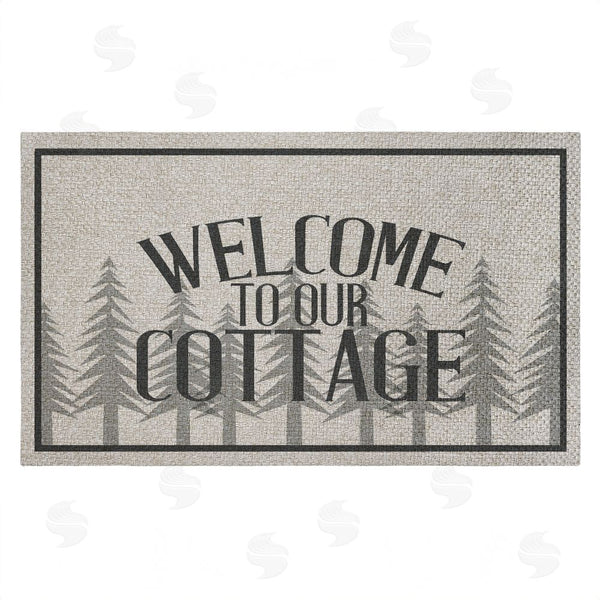 stupell industries Kim Allen | Welcome To Our Cottage Trees Faux Sisal Door Mat