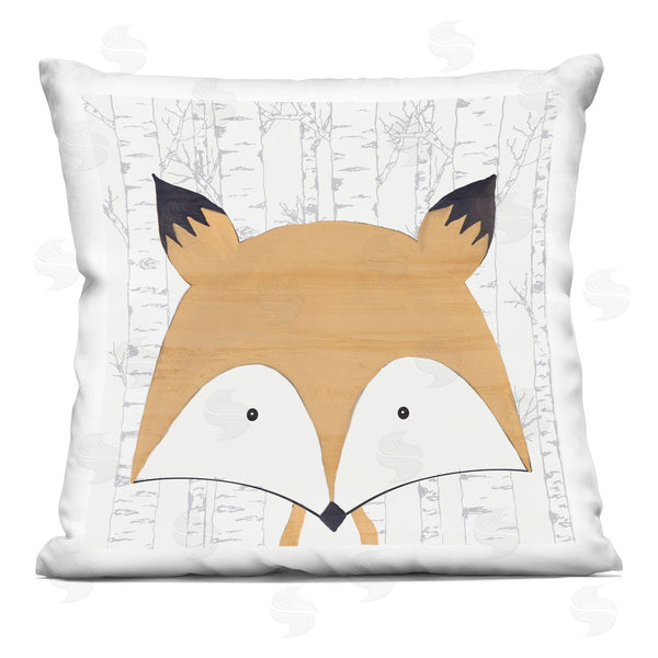 stupell industries Kim Allen | Whimsical Fox on Birch Printed Throw Pillow