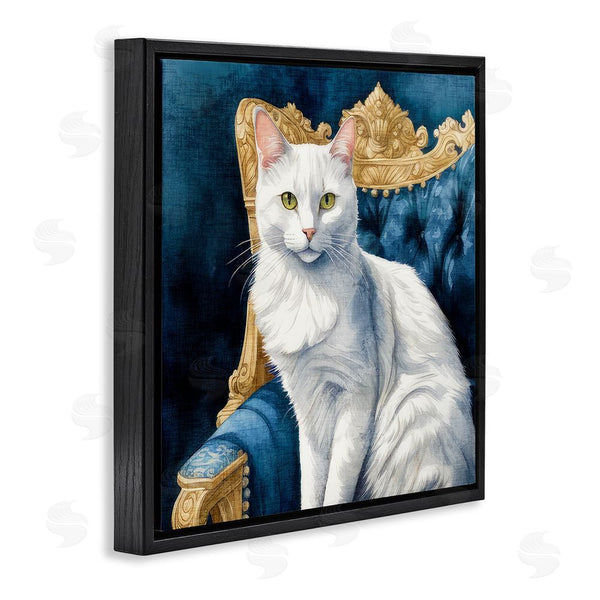 Stupell Industries Kim Allen | White Cat & Ornate Chair Wall Art