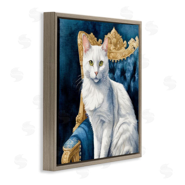 Stupell Industries Kim Allen | White Cat & Ornate Chair Wall Art