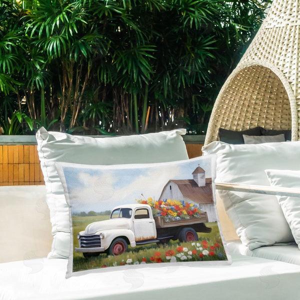 Stupell Industries Kim Allen | White Delivery Floral Truck Throw Pillow