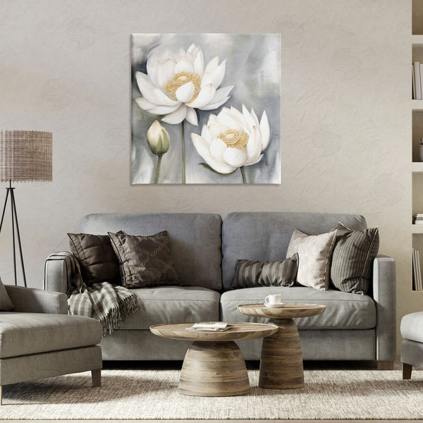 Stupell Industries Kim Allen | White Lotuses On Grey Wall Art
