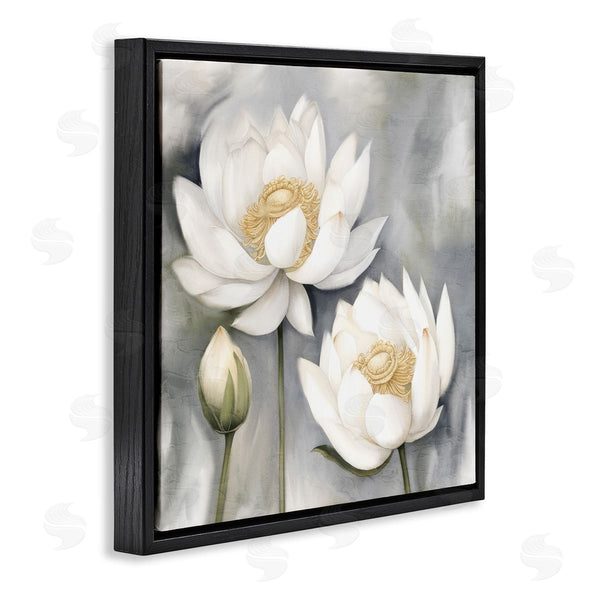 Stupell Industries Kim Allen | White Lotuses On Grey Wall Art
