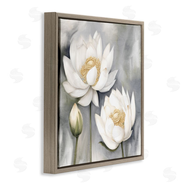 Stupell Industries Kim Allen | White Lotuses On Grey Wall Art