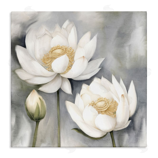 stupell industries Kim Allen | White Lotuses on Grey Wall Art