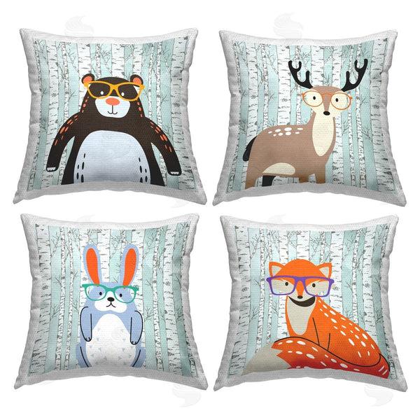 Stupell Industries Kim Allen | Wild Animals Wearing Glasses Printed Throw Pillow Set