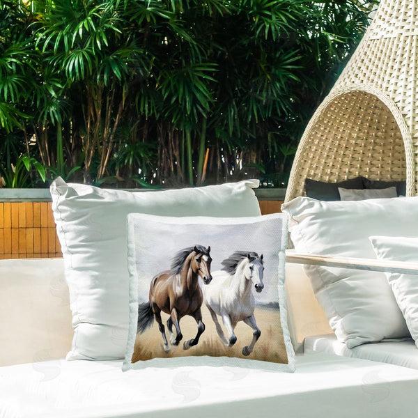 Stupell Industries Kim Allen | Wild Run Twin Horses Throw Pillow