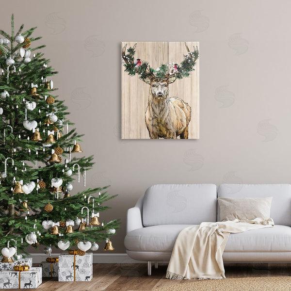 Stupell Industries Kim Allen | Winter Fir & Deer Antlers Wall Art