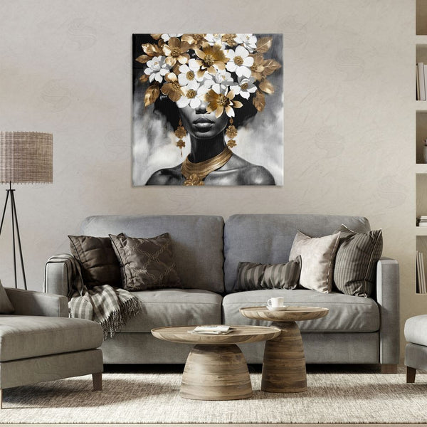 Stupell Industries Kim Allen | Woman & Gold Flowers Wall Art