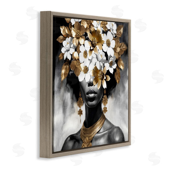 Stupell Industries Kim Allen | Woman & Gold Flowers Wall Art
