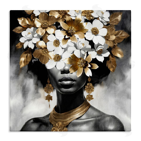 stupell industries Kim Allen | Woman & Gold Flowers Wall Art