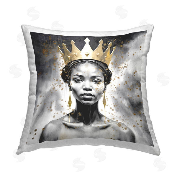 stupell industries Kim Allen | Woman in Crown Gazing Printed Throw Pillow
