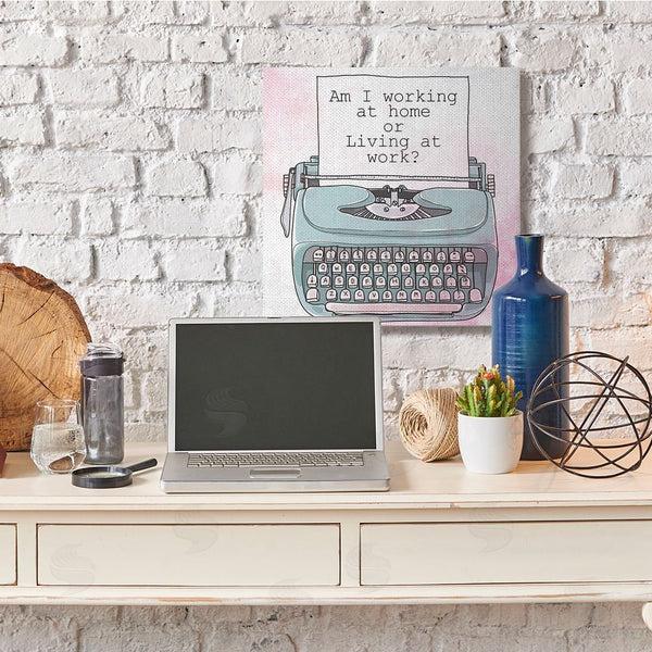 Stupell Industries Kim Allen | Working At Home Phrase Sassy Typewriter Over Pink Wall Art