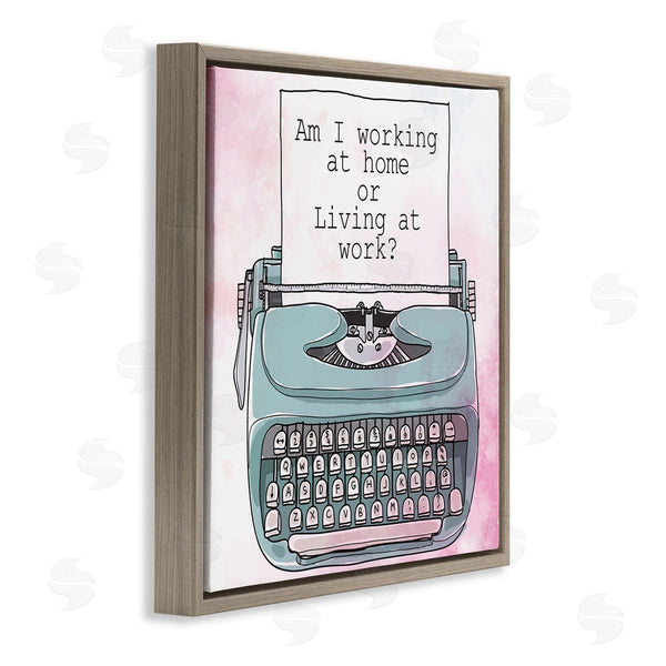 Stupell Industries Kim Allen | Working At Home Phrase Sassy Typewriter Over Pink Wall Art