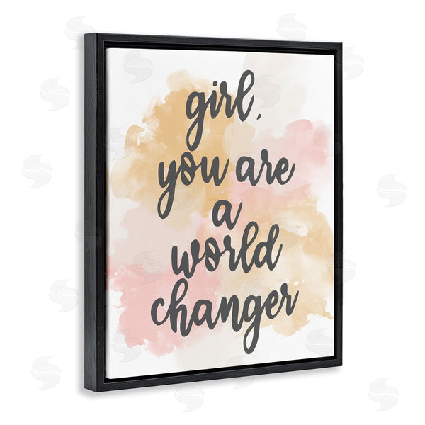 Stupell Industries Kim Allen | World Changer Girl Empowering Pastel Calligraphy Phrase Wall Art