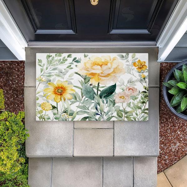Stupell Industries Kim Allen | Yellow Flower Garden Non-Woven Door Mat
