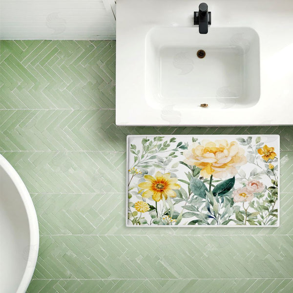 Stupell Industries Kim Allen | Yellow Flower Garden Plush Bath Mat