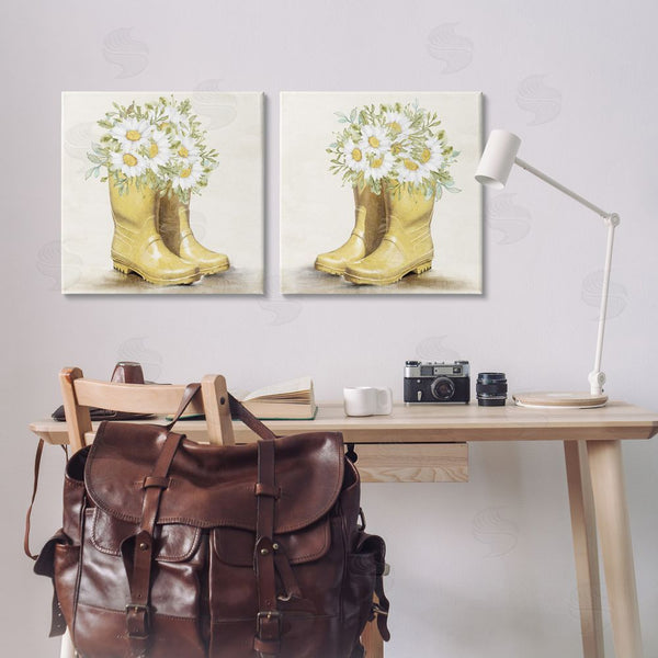 Stupell Industries Kim Allen | Yellow Garden Boots Daisies Wall Art