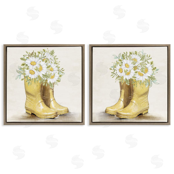 Stupell Industries Kim Allen | Yellow Garden Boots Daisies Wall Art