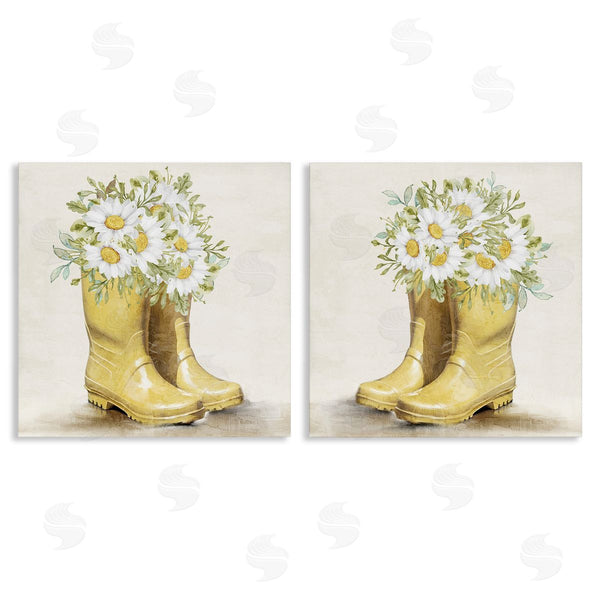 stupell industries Kim Allen | Yellow Garden Boots Daisies Wall Art