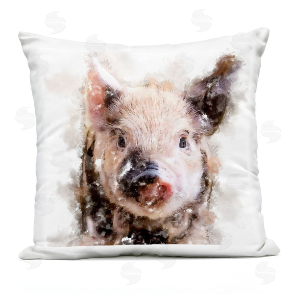 Stupell Industries Kim Curinga | Abstract Farm Pig Portrait Printed Throw Pillow
