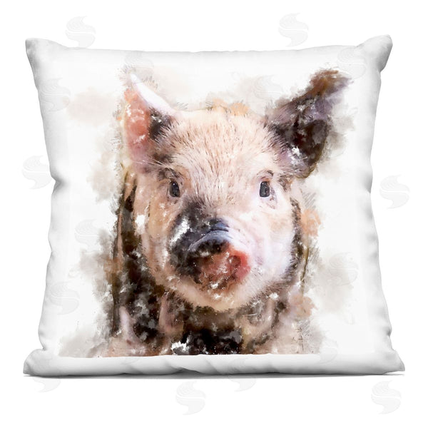 stupell industries Kim Curinga | Abstract Farm Pig Portrait Printed Throw Pillow
