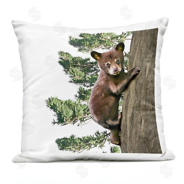 Stupell Industries Kim Curinga | Baby Bear Climbing Tree Printed Throw Pillow