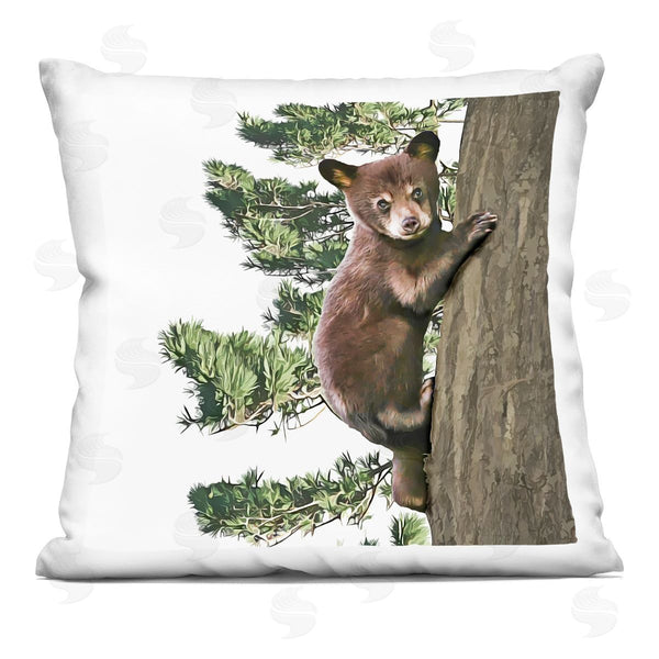 stupell industries Kim Curinga | Baby Bear Climbing Tree Printed Throw Pillow