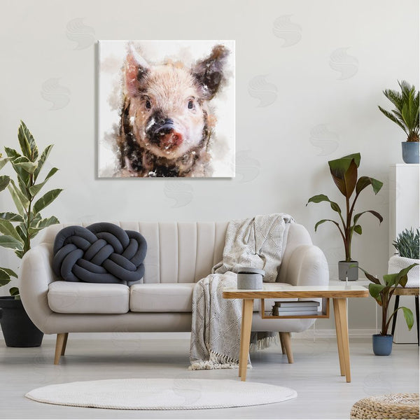 Stupell Industries Kim Curinga | Baby Pig Face Abstract Portrait Wall Art