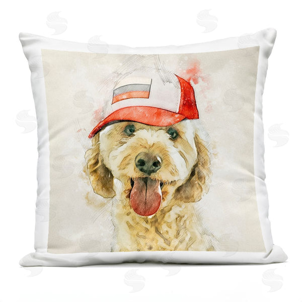 Stupell Industries Kim Curinga | Baseball Cap Goldendoodle Dog Printed Throw Pillow